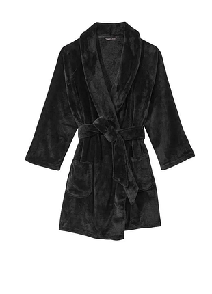 🌸 халат victoria’s secret plush short cozy robe black 🌸 xs/s
