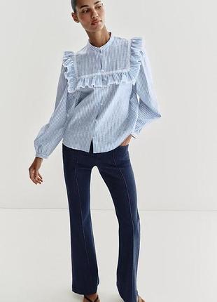Жіноча сорочка zara в смужку блакитна l