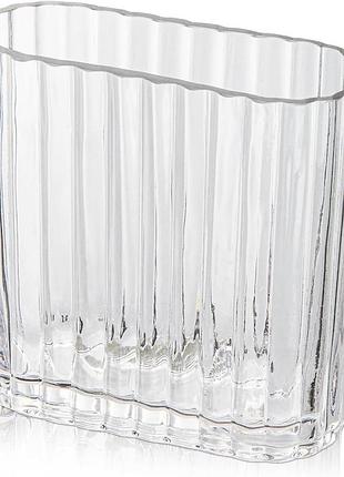 Стеклянная ваза glasvase 14 см декоративная настольная ребристая ваза для цветов, интерьерная ваза