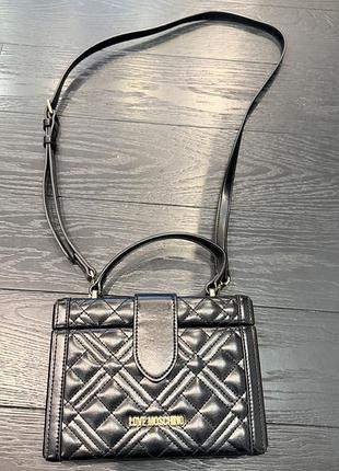 Жіноча сумка love moschino чорна стьобана шкіряна
