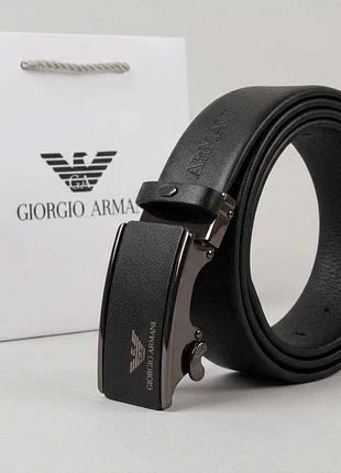 Чоловічий шкіряний ремінь giorgio armani автомат з пакету під подарунок