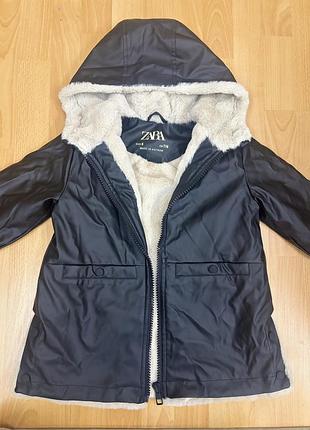Куртка для дівчинки zara чорна з хутром