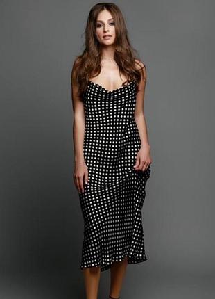 Сукня міді жіноча zara чорна у горох, розмір l, віскоза