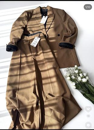 Жіночий брючний костюм zara, коричневий