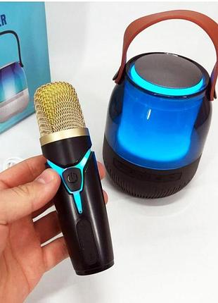 Музыкальная беспроводная колонка с микрофоном караоке rgb подсветка зарядка