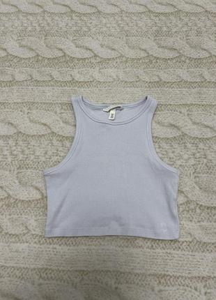 Майка в рубчик h&m блакитного кольору s-m