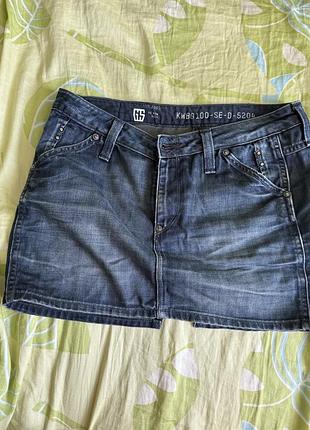 Джинсова спідниця g-star raw синя розмір 29 m-l 100% бавовна
