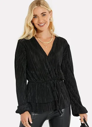 Блуза жіноча zara плісована чорна