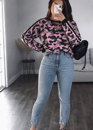 Свитшот розовый камуфляжный 💖 стан нового 🏷️ next chillin 👚 кофта реглан с лампасами🤍 женский свитер 🖤 красивый женский свитшот л/мин