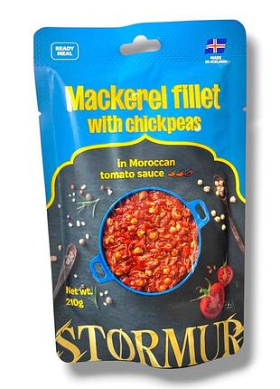 Філе скумбрії з нутом у марокканському томатному соусі stormur mackerel fillet, 210 г (з дерев'яною ложкою) — готова страва