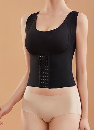 Корсетный топ для формирования фигуры, моделирующий топ корсет, корректирующий топ корсет с чашками черный, xl