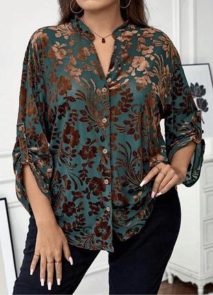 Блузка сорочка оксамит деворе shein  р.1x,l / 50-52