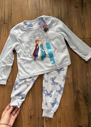 Піжама флісова тепла primark ельза крижане серце frozen для дівчинки тепла піжама дитяча з ельзою пижама на девочку флисовая теплая