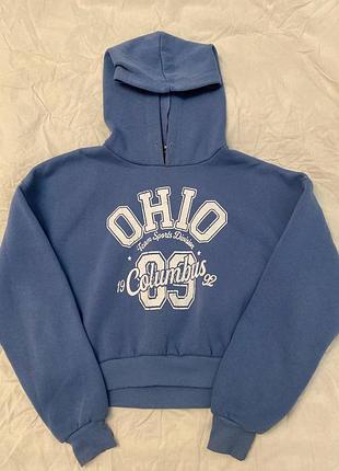 Худі жіноче синє з написом ohio columbus
