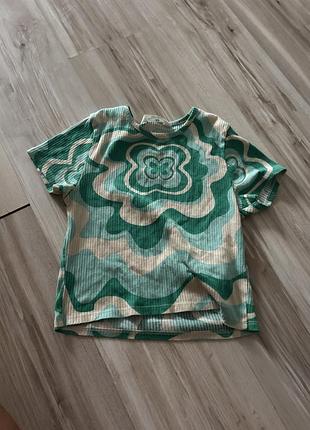 Топік для дівчинки зелений з абстрактним принтом h&m
