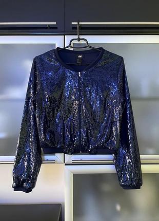 H&m жіночий бомбер-вітровка в паєтках на підкладці