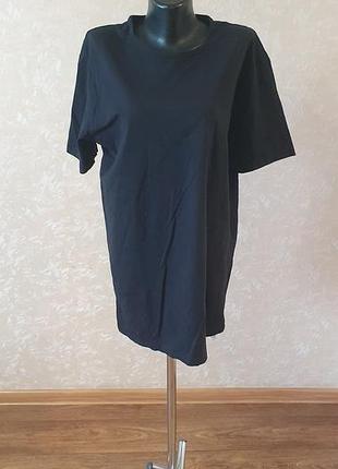 Черная футболка body sport хлопковая удлиненная туника батал размер xl / xxl (52/54)
