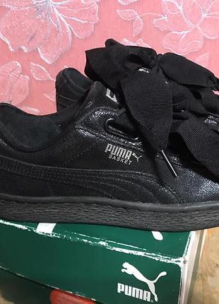 Кеди жіночі puma basket чорні шкіряні