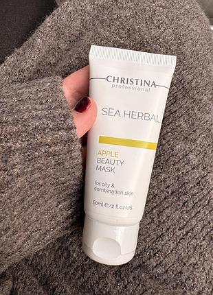 Маска для обличчя christina sea herbal apple beauty mask для жирної та комбінованої шкіри, 60 мл