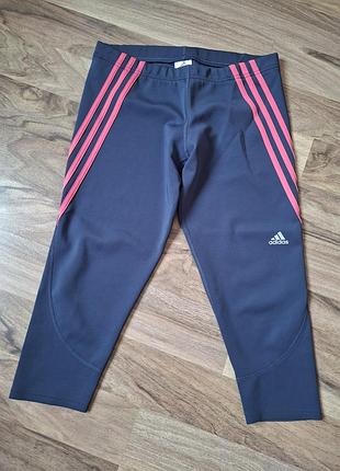 Темно-синие укороченные женские спортивные леггинсы adidas капри для тренировок размер м
