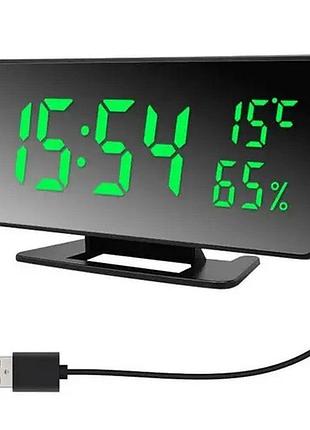 Годинник електронний usb vst-888y зелений підсвітка, температура, вологість