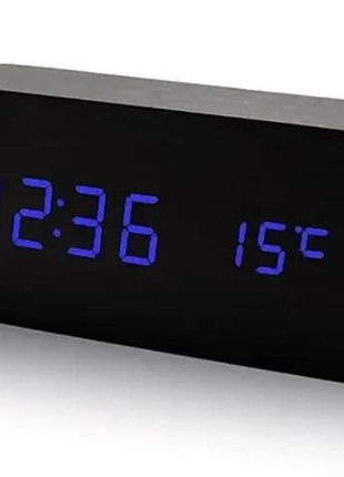 Годинник настільний vst 862-5 із синьою підсвіткою/датчик температури/дата