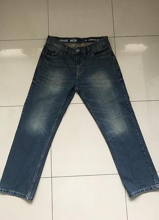 Джинси denim, темно-сині, прямі, розмір 30 із чистого котону