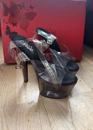 Жіночі босоніжки pleaser прозорі двійки