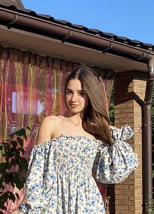 Коротка жіноча сукня cottagecore з квітковим візерунком