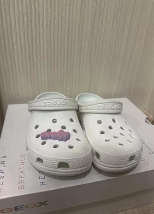 Шльопанці для дівчат crocs білі, розмір 30-31, довжина устілки 19 см