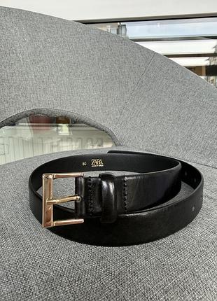Ремінь жіночий zara чорний шкіряний