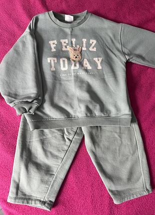 Костюм zara теплий, світло-зелений