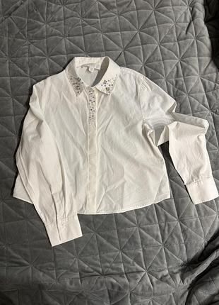Сорочка для дівчинки zara біла з декорованим коміром 11-12 років