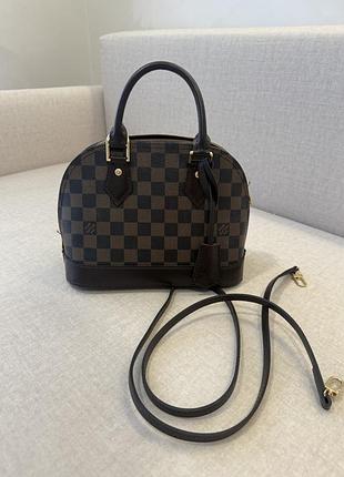 Сумка жіноча louis vuitton alma коричнева в клітинку з натуральної шкіри