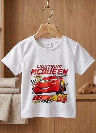 Футболка дитяча lightning mcqueen тачки, біла, 3-4 роки