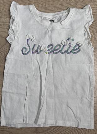 Футболка для дівчинки біла з написом sweetie