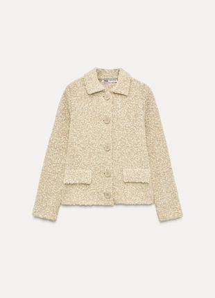 Елегантний фактурний жакет zara у стилі old money / quiet luxury розмір м вовна
