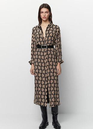 Сукня-сорочка максі massimo dutti в геометричний принт плаття