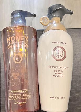 Набір: шампунь daeng gi meo ri медова терапія honey therapy shampoo 500 мл + кондиціонер для волосся daeng gi meo ri honey therapy treatment 500 мл