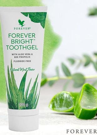 Зубна паста forever bright toothgel з алое вера та бджолиним прополісом, без фтору, м'ятний смак, 130 г