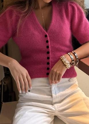 Кашеміровий кардиган з коротким рукавом laura ashley (100% кашемір), розмір s/m (44)
