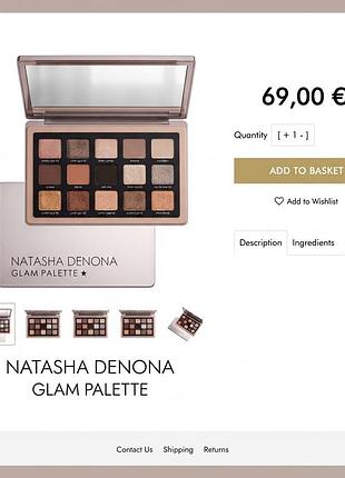 Елітна палетка тіней natasha denona glam eyeshadow palette (оригінал, практично нова)