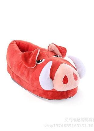 Тапочки плюшевые красный кабан 35-43 (28 см)