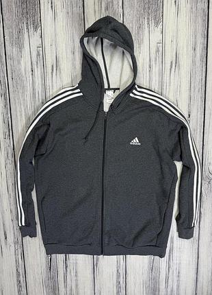 Adidas флисовая кофта худи оригинал 2xl размер серая