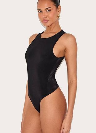 Черный базовый облегающий, бесшовный комбинезон-боди, бодик prettylittlething
