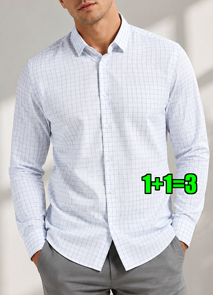 😉1+1=3** стильная белая мужская рубашка в клетку tailor&amp;cutter, размер 50 - 52