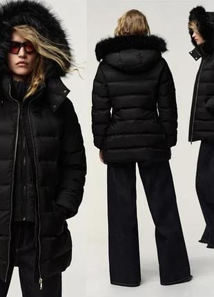 Натуральний пуховик zara water-repellent windproof hooded puffer jacket зимова стьобана куртка
