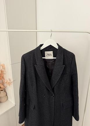 Пальто жіноче zara вовняне демісезонне чорне