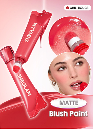 Рідкі матові рум'яна для обличчя sheglam squeeze & dot matte blush paint - 213 chili rouge (6281-213)