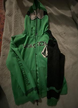 Кофта чоловіча volcom на блискавці, зелено-чорна